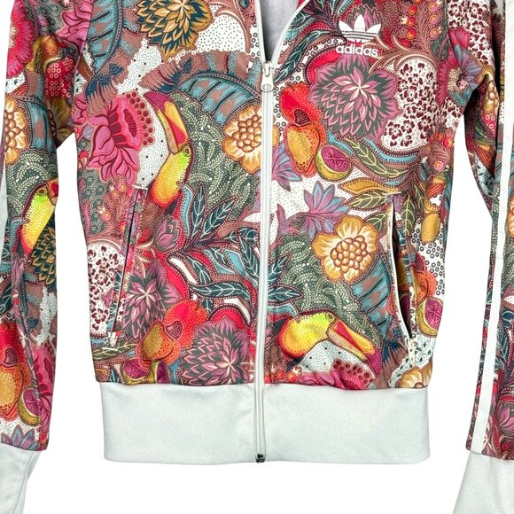 Adidas Fugiprabali Track Jacket XS Tropical Floral Toucan Print Zip Trefoil - Picture 3 of 10